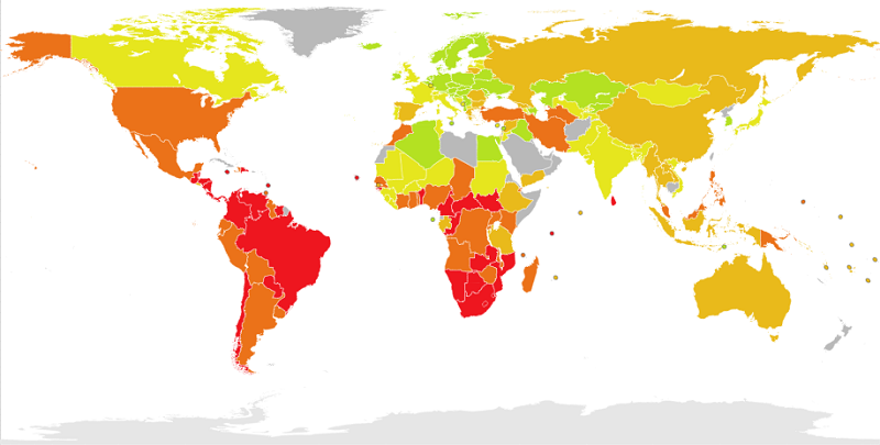 L'inégalité de revenu (Gini)